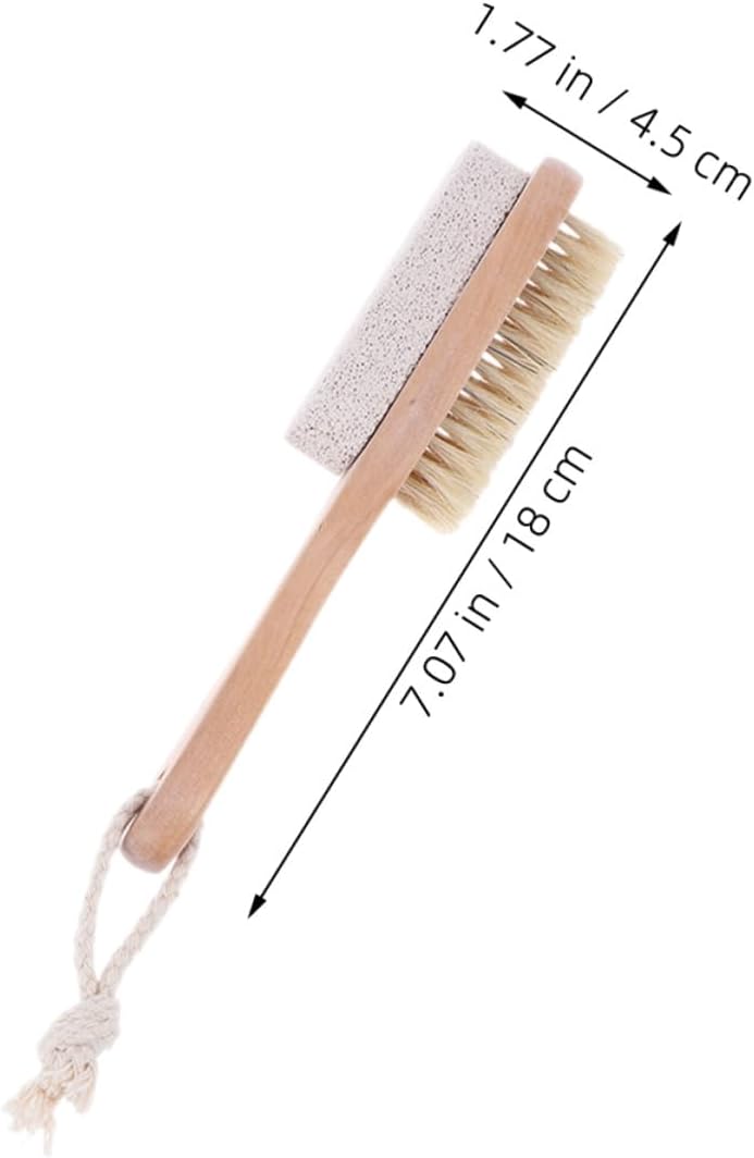 Zerodeko 3pcs Dual-Side Foot Scrubber with Natural Boar Bristle and Pumice Stone, Hard Skin Remover Foot File for Men and Women, Shower Exfoliator Tool for Pedicure and Dead Skin Removal - Image 2