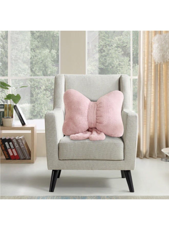 سيوسي Pink Bow Pillow, Super Soft Plush Cushion with Bowknot Design, Decorative Throw Pillow for Living Room, Bedroom, Sofa, Couch, Farmhouse Decor, Girls Room Aesthetics (Light Pink, 2-Pack) - Image 2