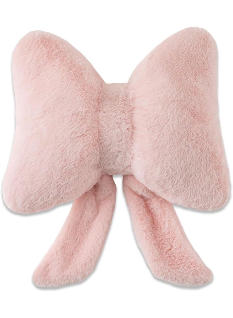 سيوسي Pink Bow Pillow, Super Soft Plush Cushion with Bowknot Design, Decorative Throw Pillow for Living Room, Bedroom, Sofa, Couch, Farmhouse Decor, Girls Room Aesthetics (Light Pink, 2-Pack) - Image 1