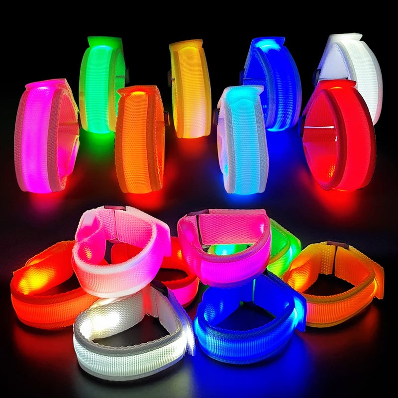 M.best Mbest 16pcs LED Light Up Bracelets Glow Flashing Wristbands Glow in The Dark Party Supplies for Wedding Raves Concert CampingSporting Events Party - Image 3