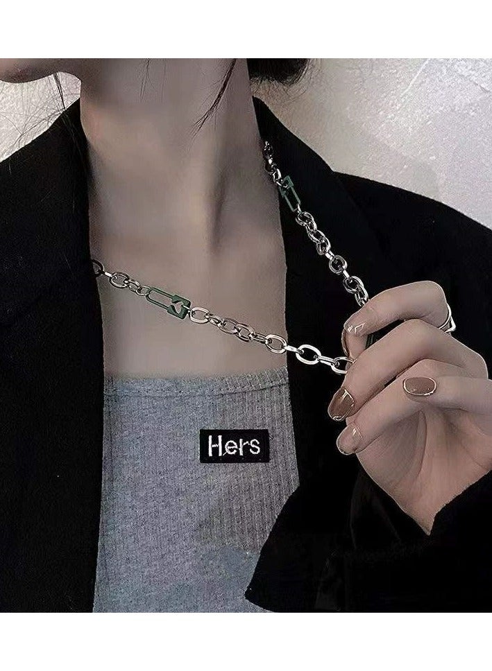 Goolsky Green Safety Pin Necklace – Unisex Hip-Hop Minimalist Chain, Indie Streetwear Accessory for Sweatshirts & Sweaters  - Image 2
