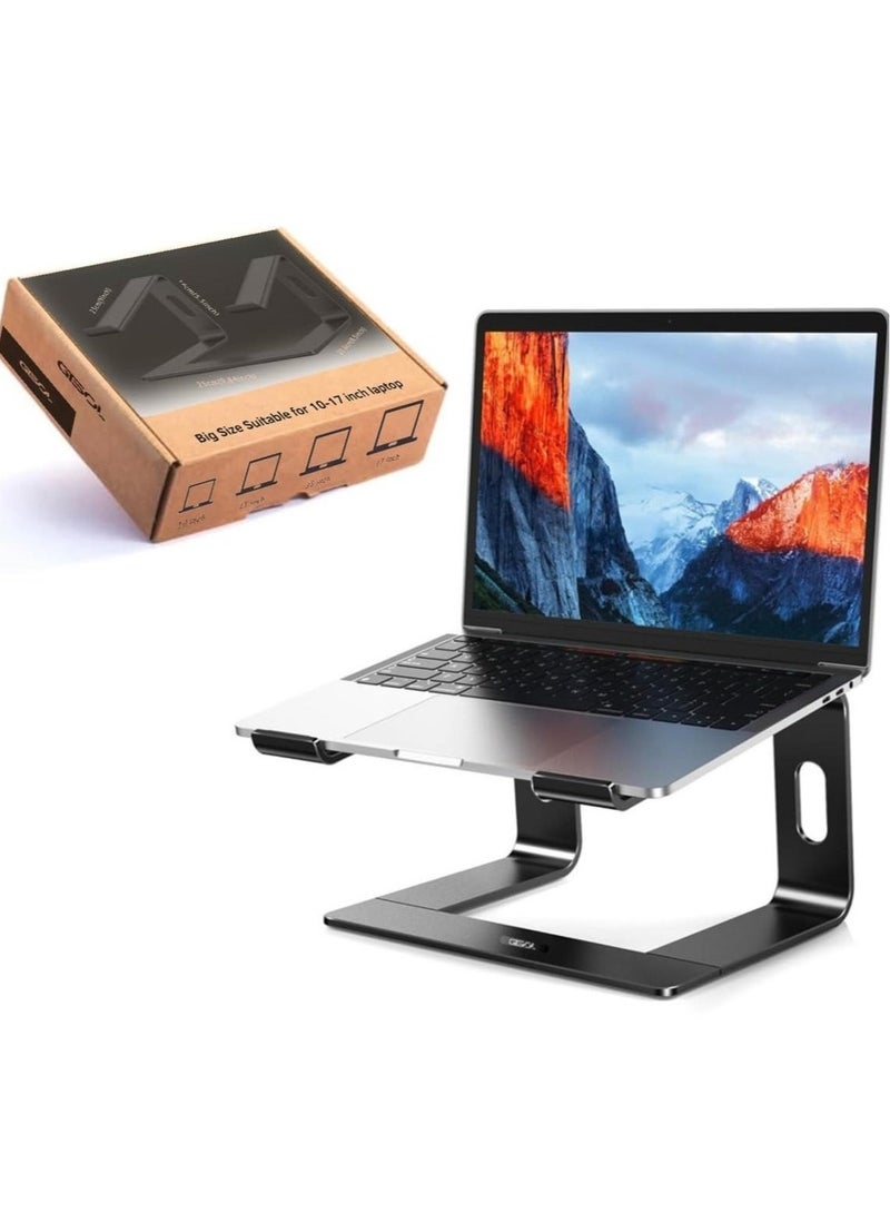Ergonomic Aluminum Laptop Stand | Adjustable & Detachable Riser for 10-15.6" Laptops | Compatible with MacBook, Dell, HP, Lenovo – Black - Image 1