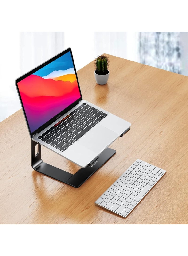 Ergonomic Aluminum Laptop Stand | Adjustable & Detachable Riser for 10-15.6" Laptops | Compatible with MacBook, Dell, HP, Lenovo – Black - Image 3