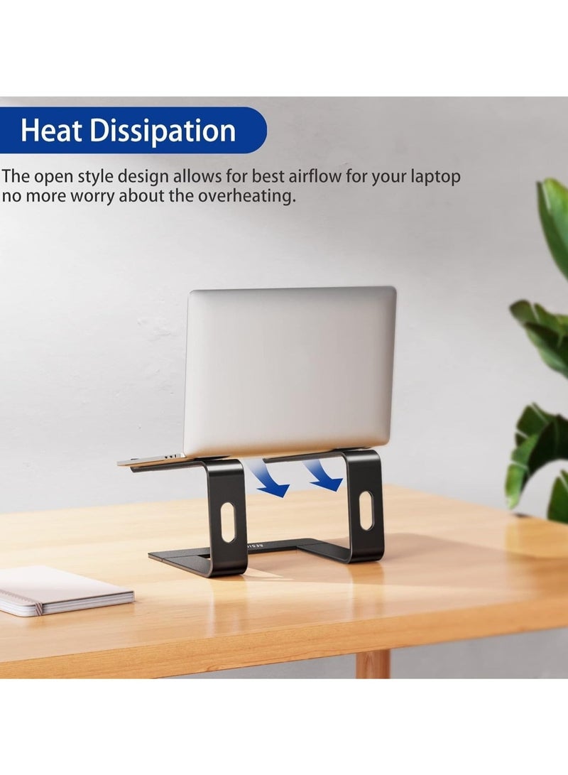 Ergonomic Aluminum Laptop Stand | Adjustable & Detachable Riser for 10-15.6" Laptops | Compatible with MacBook, Dell, HP, Lenovo – Black - Image 5