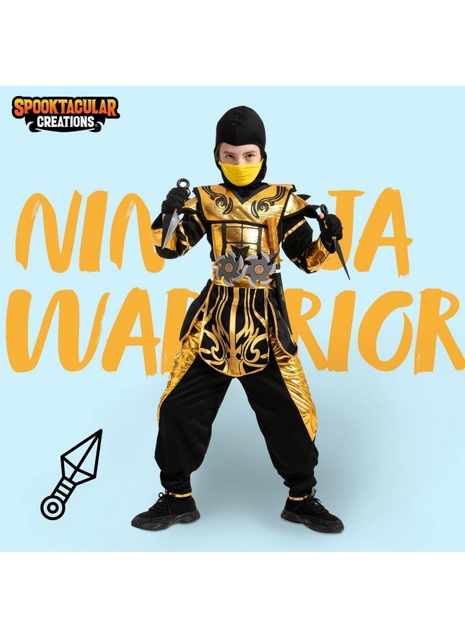 Spooktacular Creations - Gold Ninja Costume For Boys, Child Golden Ninja Costume Ninja Themed Parties, Halloween Costume Dress Up (Small (5 7Yr)) - Image 1