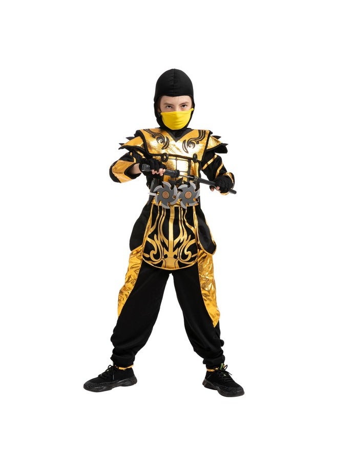 Spooktacular Creations - Gold Ninja Costume For Boys, Child Golden Ninja Costume Ninja Themed Parties, Halloween Costume Dress Up (Small (5 7Yr)) - Image 1