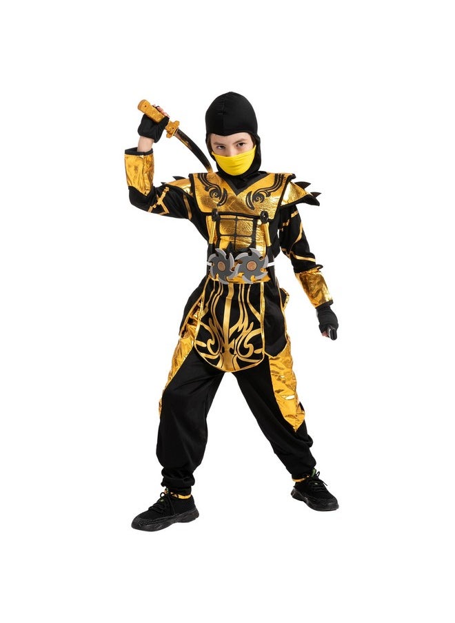 Spooktacular Creations - Gold Ninja Costume For Boys, Child Golden Ninja Costume Ninja Themed Parties, Halloween Costume Dress Up (Small (5 7Yr)) - Image 1