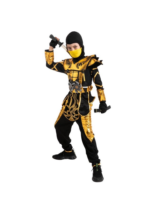 Spooktacular Creations - Gold Ninja Costume For Boys, Child Golden Ninja Costume Ninja Themed Parties, Halloween Costume Dress Up (Small (5 7Yr)) - Image 1
