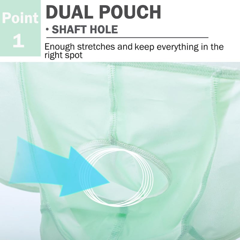 ZONBAILON Mens Briefs Sexy Dual Pouch Underwear See Through Bikini Transparent Mesh Panties - Image 3