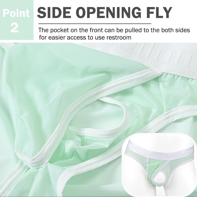 ZONBAILON Mens Briefs Sexy Dual Pouch Underwear See Through Bikini Transparent Mesh Panties - Image 4