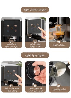 Generic 1050W 20Bar Professional Espresso Maker with Milk Frother Steamer Wand, Espresso Coffee Machine Black Color, Cappuccino & Latte Machine for Home, Retro, 1.8L Removable Water Tank  - Image 5