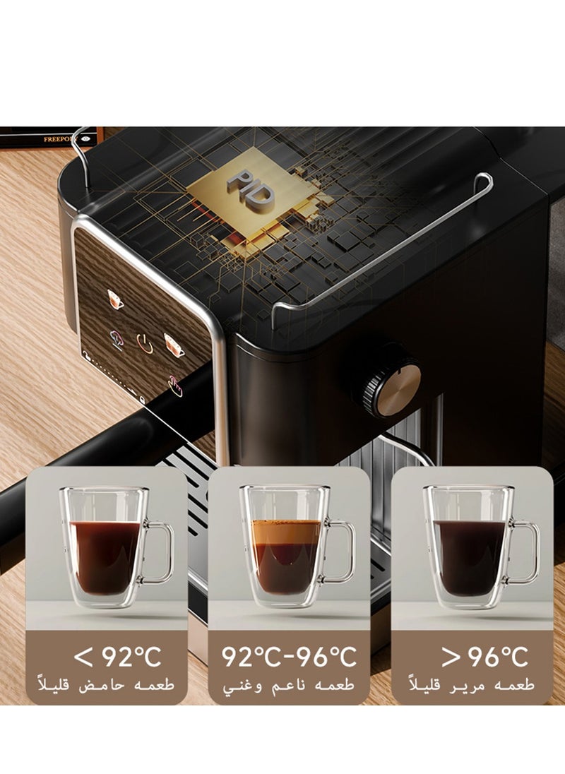 Generic - 1050W 20Bar Professional Espresso Maker with Milk Frother Steamer Wand, Espresso Coffee Machine Black Color, Cappuccino & Latte Machine for Home, Retro, 1.8L Removable Water Tank - Image 1