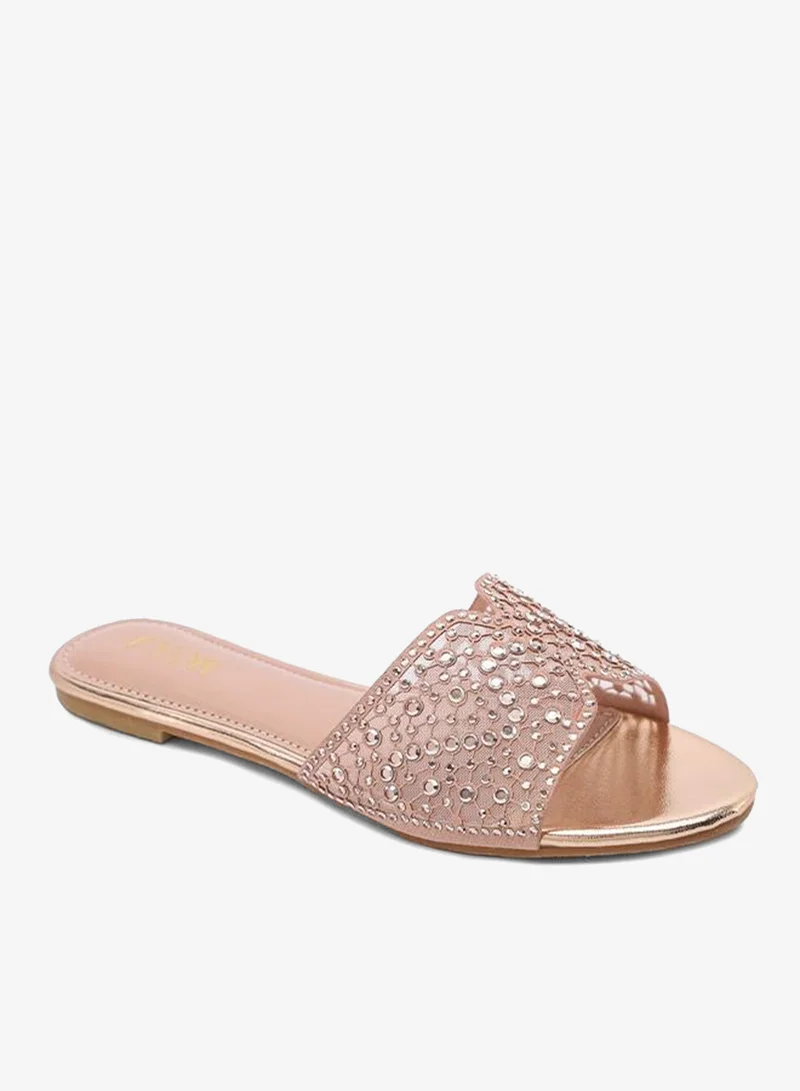 فايور Mesh Cutwork Crystal Flat Sandal MY 380