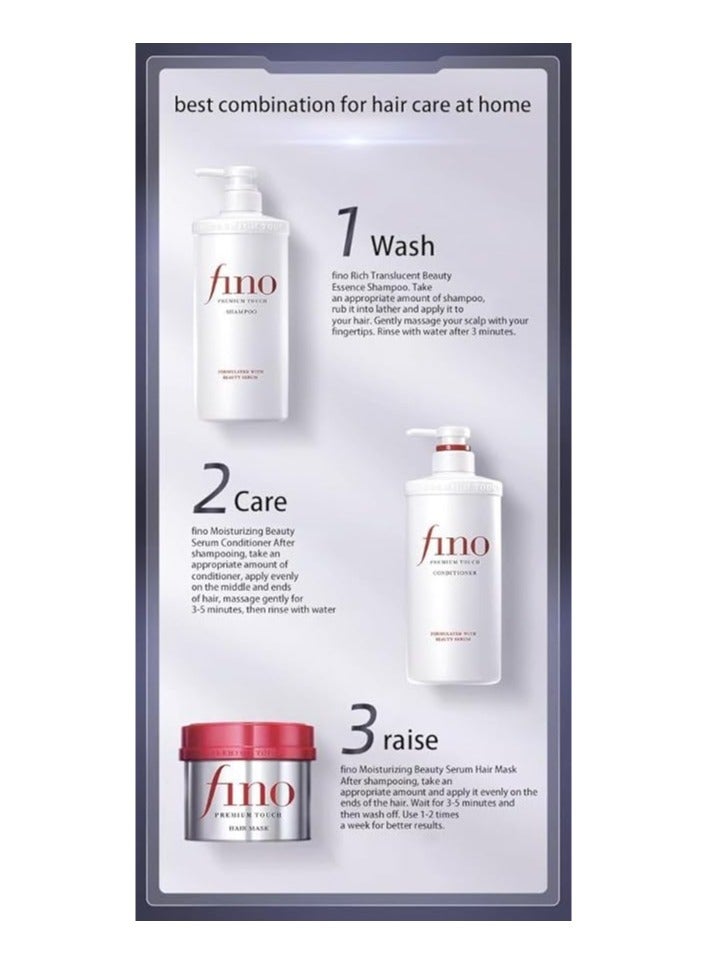 Fino Premium touch hair set Bundle 3 Pcs  Hair Shampoo, conditioner and hair mask for damaged hair growth - Image 3