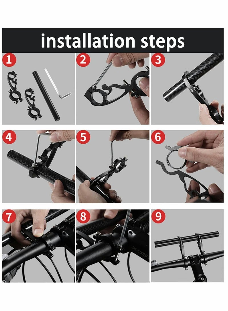SOLARAE Bicycle Double Handlebars Extender Extension,Aluminum Alloy Super Long Bike Bracket Accessories,for Bike Mounts,Bicycle Extender Bars,for 22mm-32mm Bars Caliber - Image 5