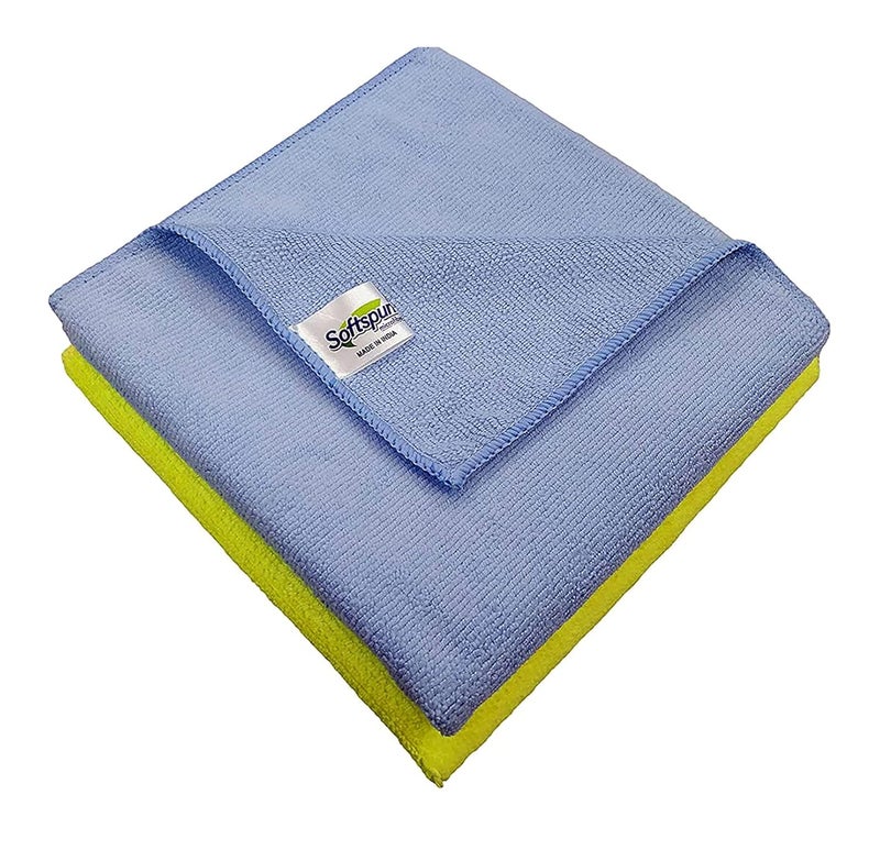 SOFTSPUN Microfiber Cloth 2 pcs 40x60 cms 340 GSM Multicolor Thick Lint StreakFree Multipurpose Cloths Automotive Microfibre Towels for Car Bike Cleaning Polishing Washing Detailing - Image 1