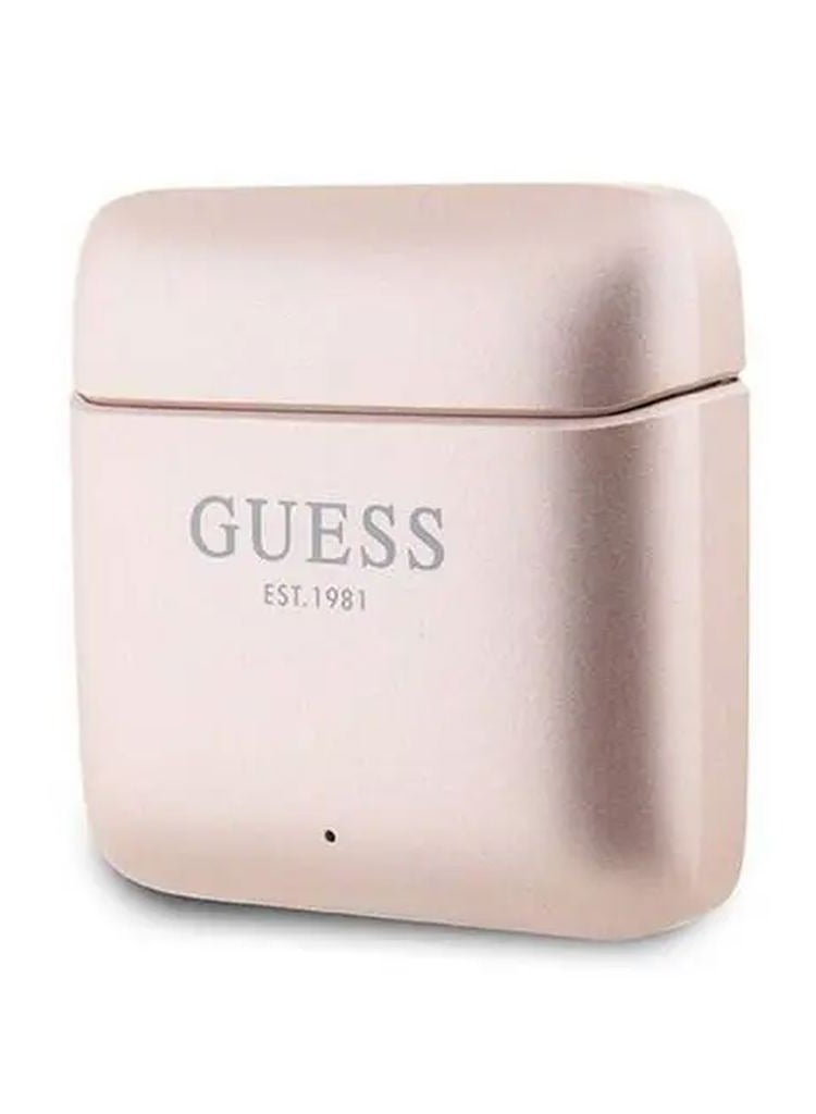 GUESS True Wireless Bluetooth Earbuds Satined Finish with Printed Logo - Pink  - Image 2