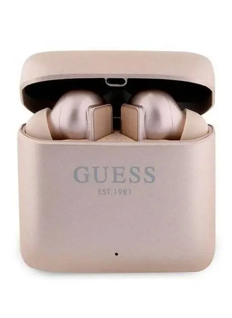 GUESS True Wireless Bluetooth Earbuds Satined Finish with Printed Logo - Pink