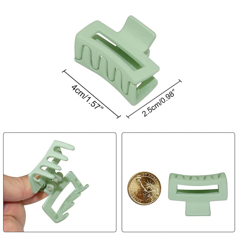 BELICIA Small Claw Hair Clips for Women Girls Tiny Hair Claw Clips for ThinMedium Thick Hair 15 Inch Mini Hair Jaw Clips Matte Rectangle Nonslip Clip with Gift Box Light morandi color - Image 2