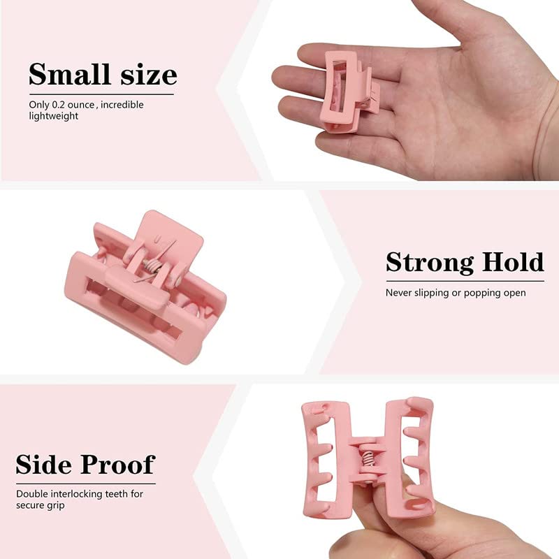 BELICIA Small Claw Hair Clips for Women Girls Tiny Hair Claw Clips for ThinMedium Thick Hair 15 Inch Mini Hair Jaw Clips Matte Rectangle Nonslip Clip with Gift Box Light morandi color - Image 3