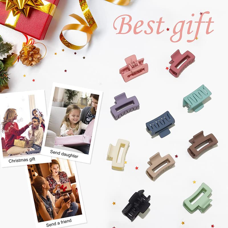BELICIA Small Claw Hair Clips for Women Girls Tiny Hair Claw Clips for ThinMedium Thick Hair 15 Inch Mini Hair Jaw Clips Matte Rectangle Nonslip Clip with Gift Box Light morandi color - Image 5