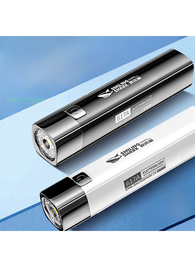 Generic - Smile Shark Mini Flashlight High Intensity Portable Outdoor Usb Rechargeable Handheld Torch For Hiking Home Lighting-Color:617a White - Image 1