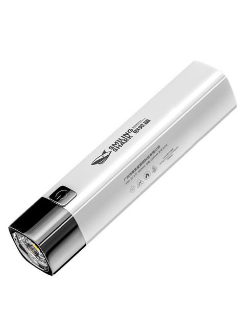 Smile Shark Mini Flashlight High Intensity Portable Outdoor Usb Rechargeable Handheld Torch For Hiking Home Lighting-Color:617a White