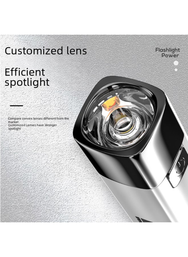 Generic - Smile Shark Mini Flashlight High Intensity Portable Outdoor Usb Rechargeable Handheld Torch For Hiking Home Lighting-Color:617a White - Image 1