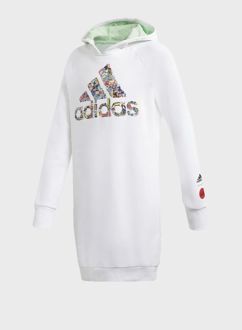 adidas فستان بياقة هودي