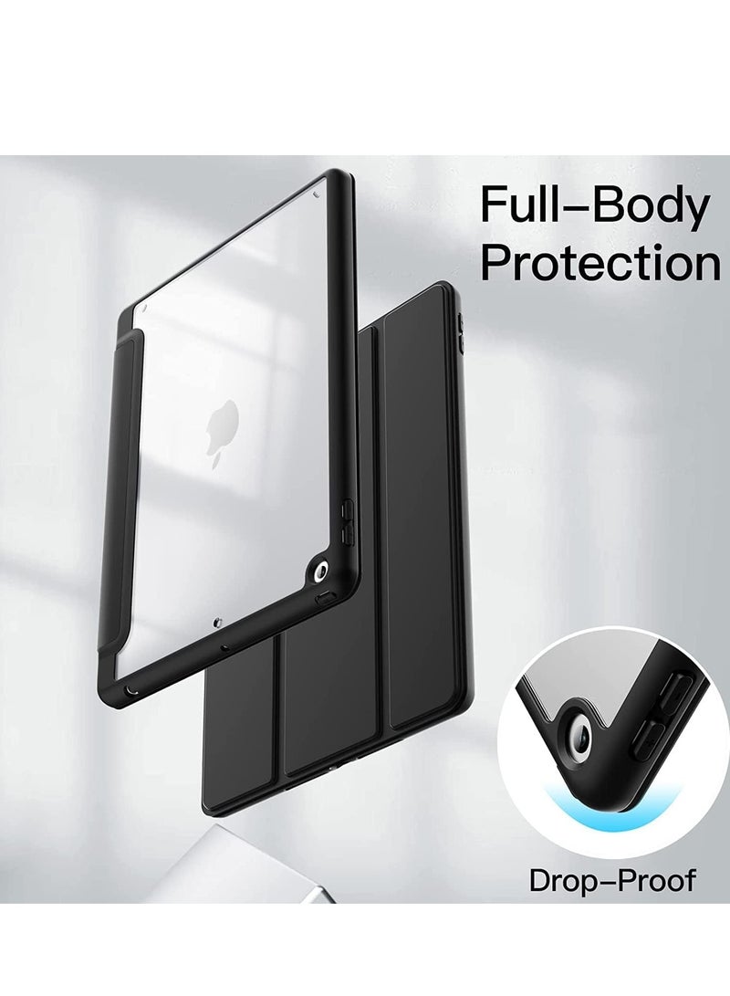 ELTRAZONE Protective Case for iPad 10.2-Inch (9th/8th/7th Gen, 2021/2020/2019) – Slim Lightweight Stand Cover with Apple Pencil Holder, Shockproof Anti-Scratch Transparent Back, Auto Sleep/Wake Function, Clear Soft Shell for iPad 10.2 Black - Image 2