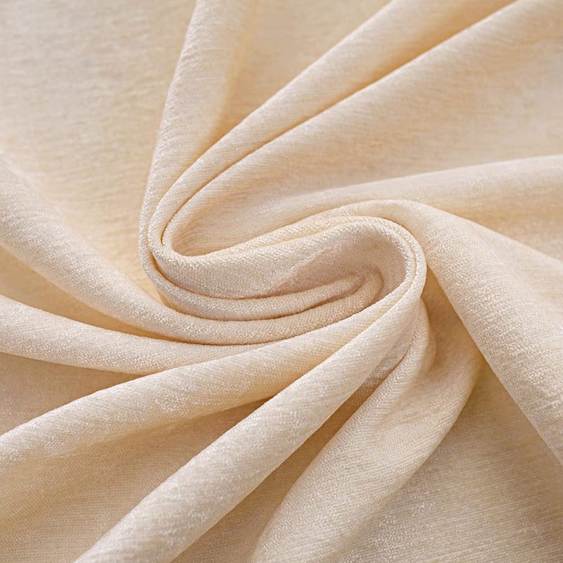 ELKCA ELKCA Thick Chenille Window Curtains Valance for Living Room Beige Valance with Beads for Bedroom  Rod Pocket (W110inch 1 Panel)  - Image 4