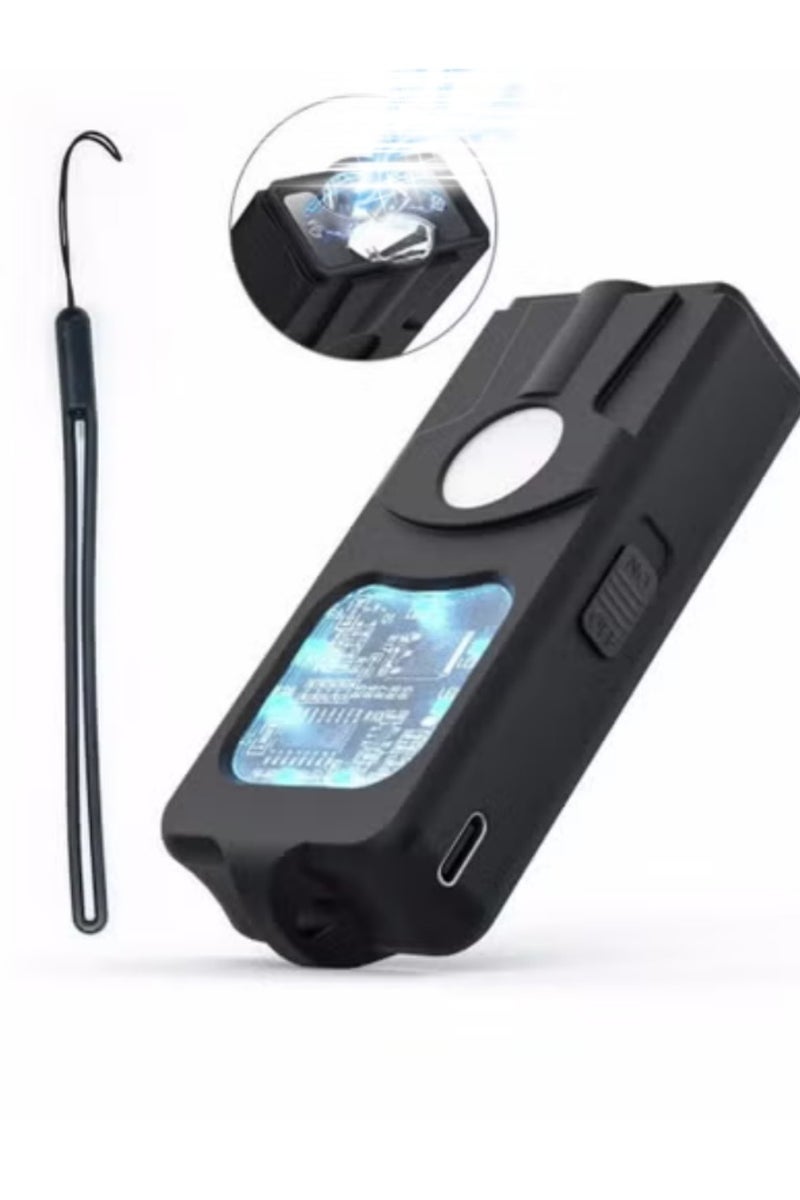 Multi-Function Rechargeable Flashlight Keychain – Black