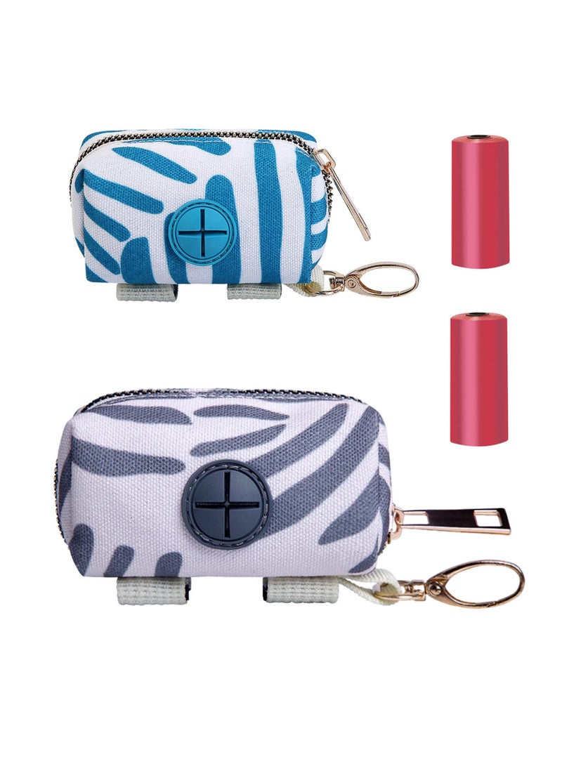 Excefore Pet Waste Bag Dispenser Dog Bag Holder with Zippered Small Portable Dog Bag Organizer Pouches with Hook for Leash, Great Accessory for Walking Running with Pet Dogs, 2 Pack - Image 1