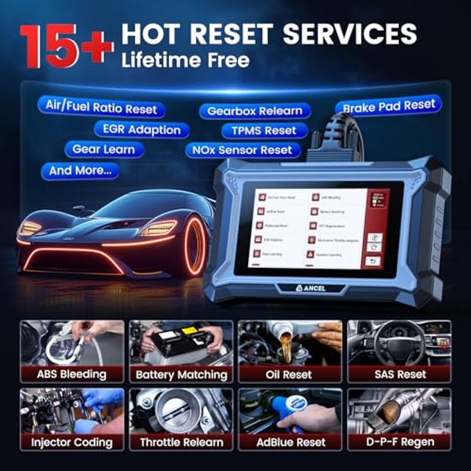 Ancel Ds200 Full System Obd2 Scanner With 15+ Reset Services Abs/Srs/Transmission Diagnostics, Abs Bleeding, Epb/Oil/Bms/Sas Reset, Gearbox Relearn, Injector Coding, Autovin, Free Lifetime Updates - Image 2
