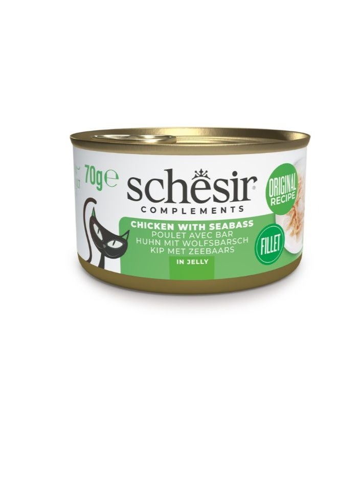 شيسر شيسير مكملات طعام القطط الرطب في الجيلي – دجاج مع قاروص 70 جم [الحد الأدنى للطلب: 12 قطعة] - Image 1