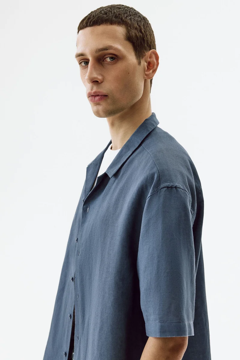 H&M  Relaxed Fit Linen-blend resort shirt for Men | Best Price UAE