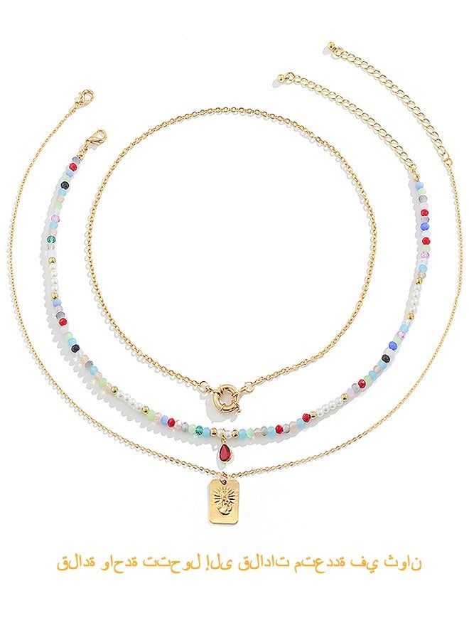 Beyond Crystal Chain Double Layer Necklace, Anti Rust and Anti Fading 14K Gold Necklace, Fashion Jewelry Gift (Colorful) - Image 1