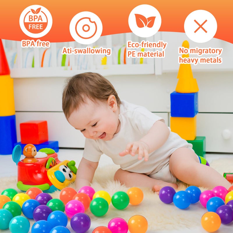 Markdang 100PCS Ball Pit Balls 8 Colors Plastic 2122 Crush Proof Playpen Balls with Zip Storage Bag Phthalate  Bpa Free for Babies Crawl Tunnel Ball Pit  Trampoline - Image 3