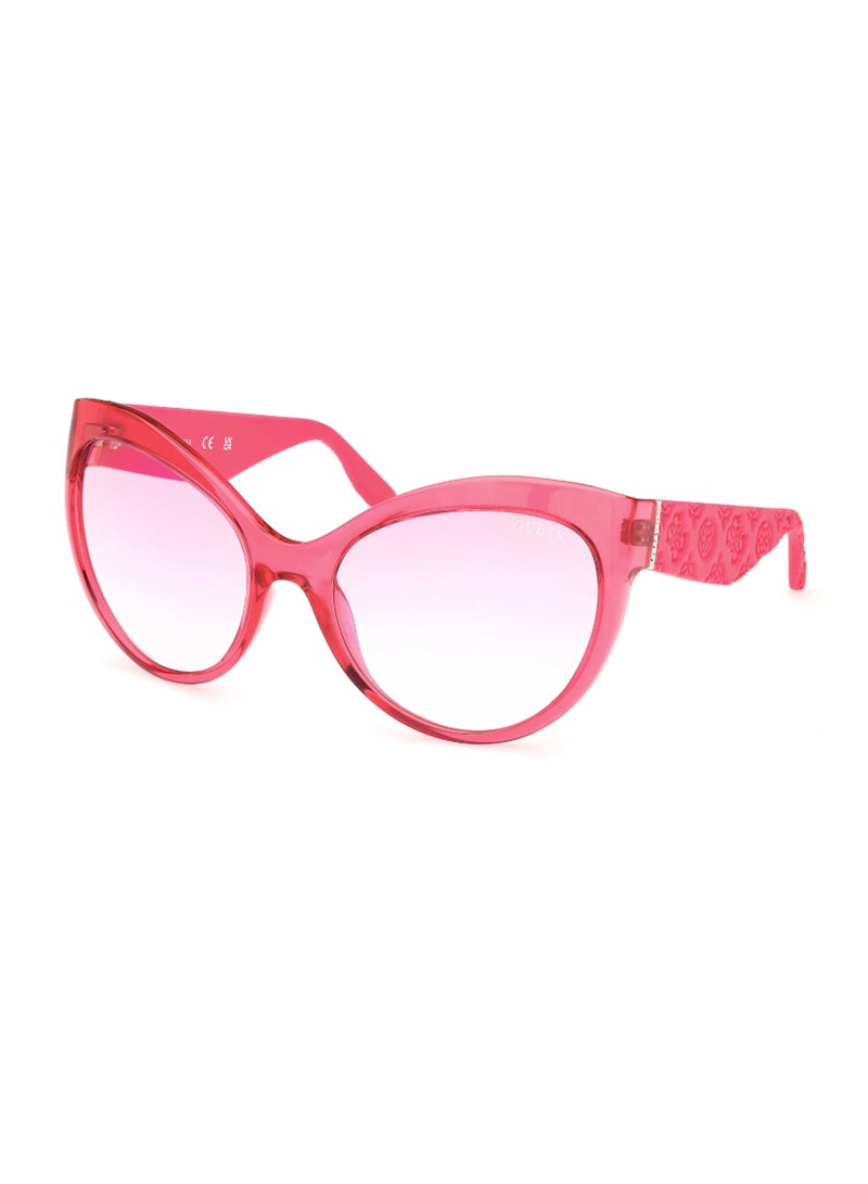 GUESS Women's Mirrored Butterfly Shape Plastic Sunglasses GU0013072U61 - Lens Size: 61 Mm - Shiny Pink - Image 1