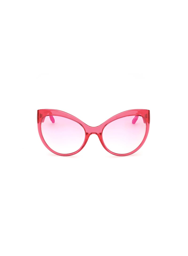 GUESS Women's Mirrored Butterfly Shape Plastic Sunglasses GU0013072U61 - Lens Size: 61 Mm - Shiny Pink - Image 2