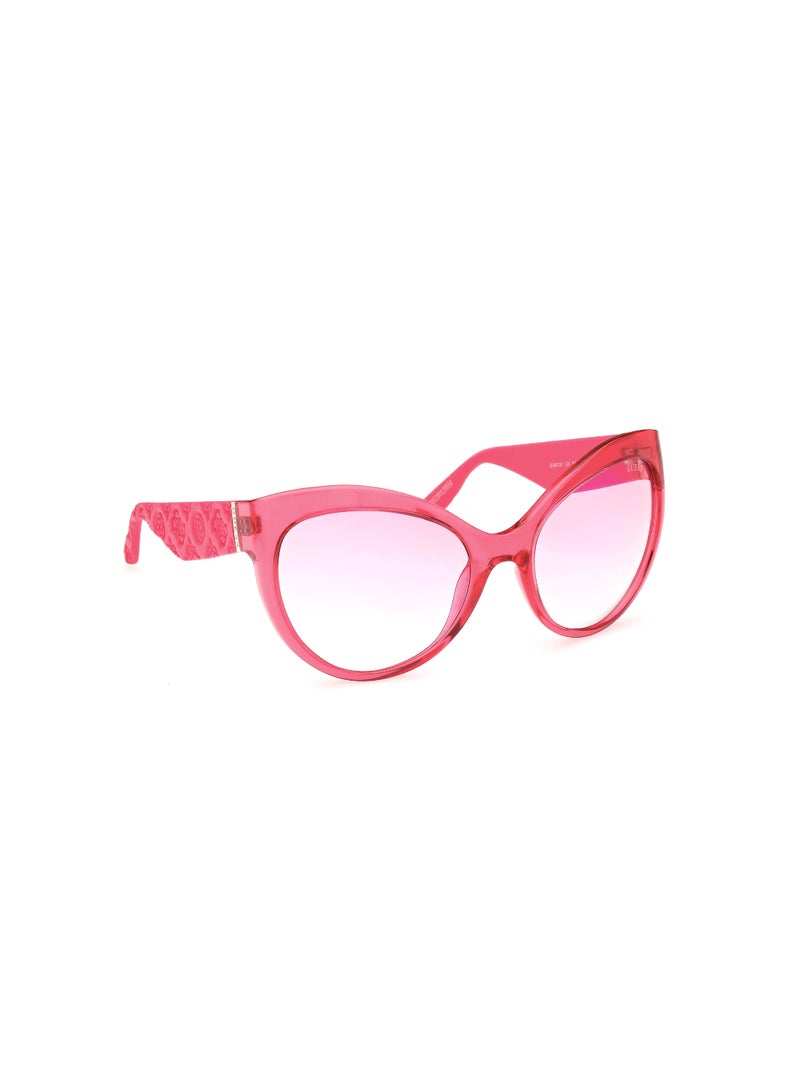 GUESS Women's Mirrored Butterfly Shape Plastic Sunglasses GU0013072U61 - Lens Size: 61 Mm - Shiny Pink - Image 3