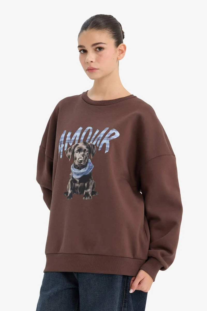 DeFacto Oversize Fit Printed Long Sleeve Sweatshirt