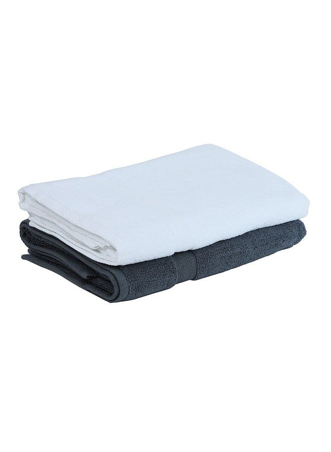 BIANCA Ultra Soft Zero Twist 100% Cotton Towel -2pc Bath Towel (Paradiso) | Super Absorbent, Fluffy | AeroCore Organic Technology - for Men, Women, Gym, Kitchen Solid-White/Grey White/Grey - Image 3