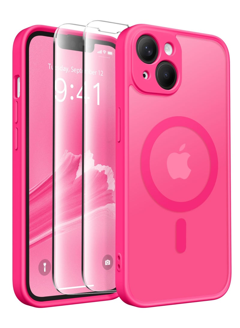 CAPRARO Magnetic for iPhone 14 Case, [Compatible with MagSafe] [Full Camera Protection] Shockproof Protective Slim Translucent Matte Phone Case for iPhone 14 6.1'', Hot Pink - Image 1