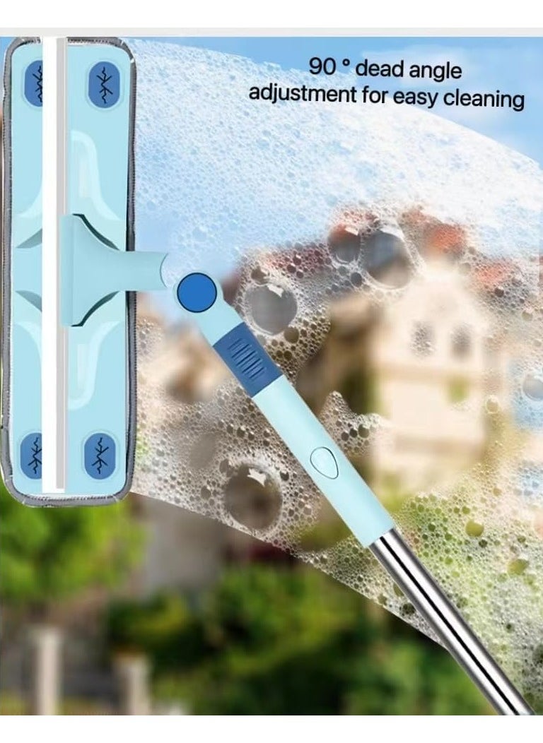 Arabest مجموعة تنظيف النوافذ التلسكوبية، ممسحة النوافذ 2 في 1 مع منظف من الألياف الدقيقة، أدوات غسيل زجاج النوافذ الداخلية والخارجية مع مقبض طويل قابل للتمديد، 3 قطع من نسيج الألياف الدقيقة  - Image 4