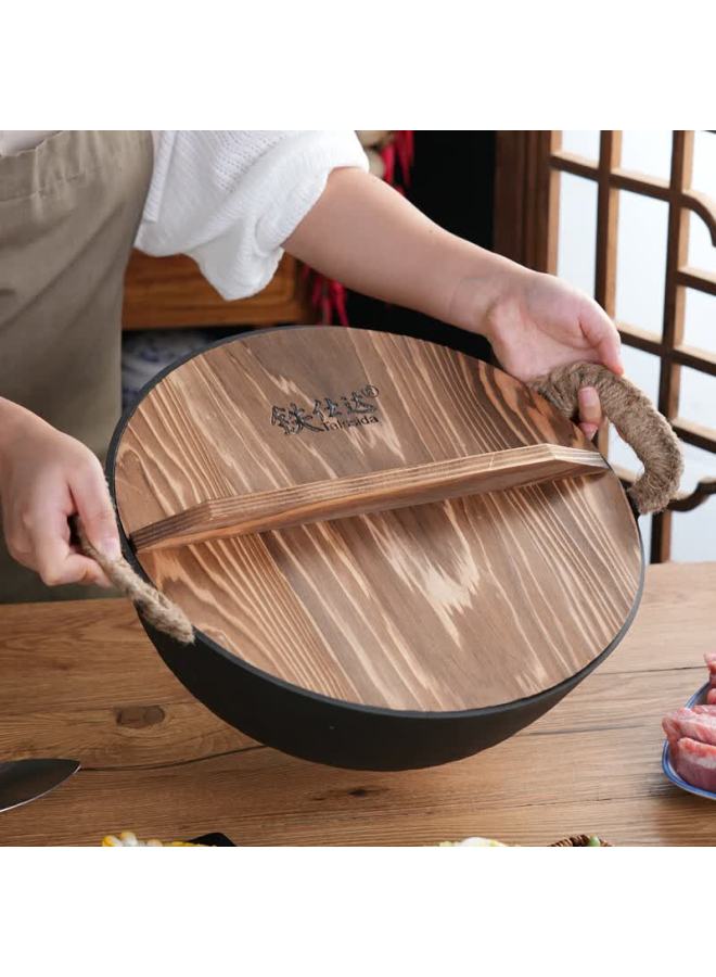 Telssida Thickened Cast Iron Deep Flat Bottom Frying Pan Double Handle Non-stick Nitride Yuanbao Iron Pot Home Cooking Stew Stir-fry Pan - Image 3