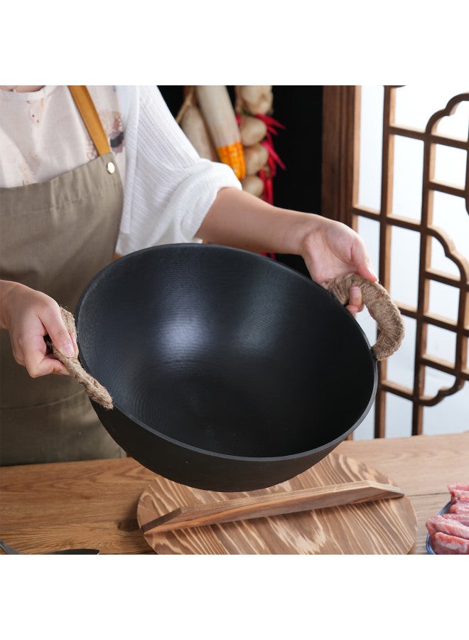 Telssida Thickened Cast Iron Deep Flat Bottom Frying Pan Double Handle Non-stick Nitride Yuanbao Iron Pot Home Cooking Stew Stir-fry Pan - Image 4