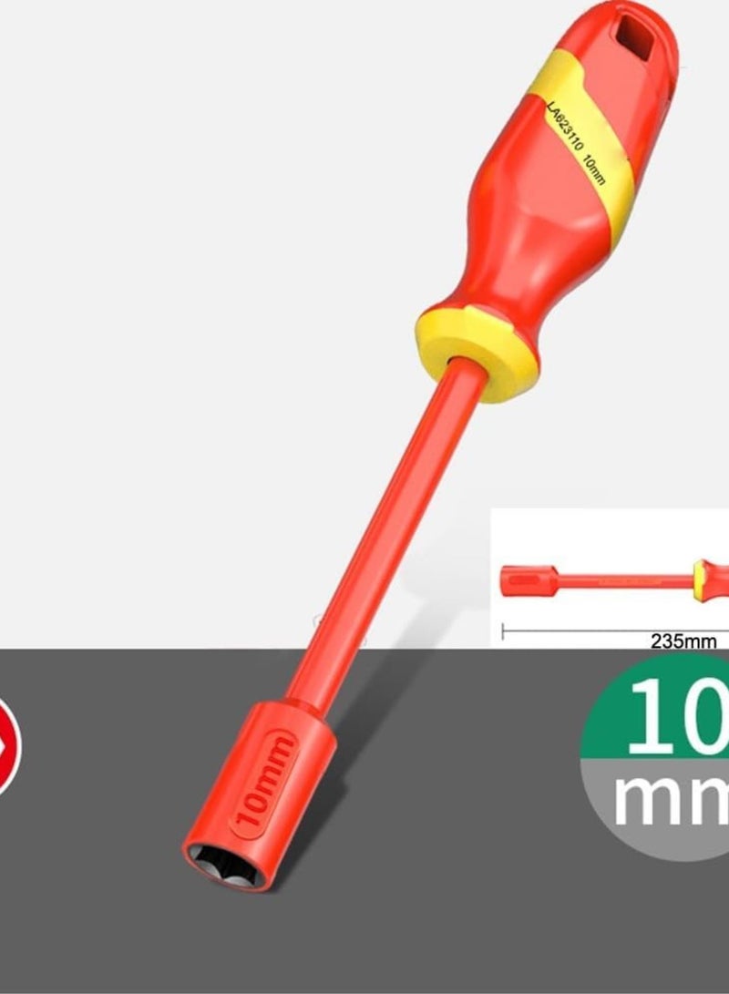 GGOOT 1000-Volt Insulated Nut Inch Driver Set, VDE High-Voltage Hexagonal Socket Wrench, Insulated Hardware Tools, Electrician-Specific Auto Repair Quick Disassembly Wrench (10mm) - Image 5