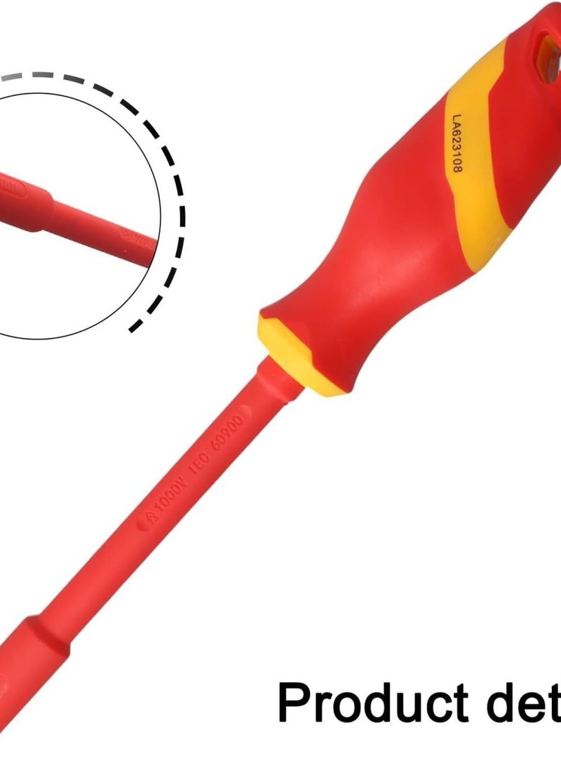 GGOOT 1000-Volt Insulated Nut Inch Driver Set, VDE High-Voltage Hexagonal Socket Wrench, Insulated Hardware Tools, Electrician-Specific Auto Repair Quick Disassembly Wrench (10mm) - Image 3