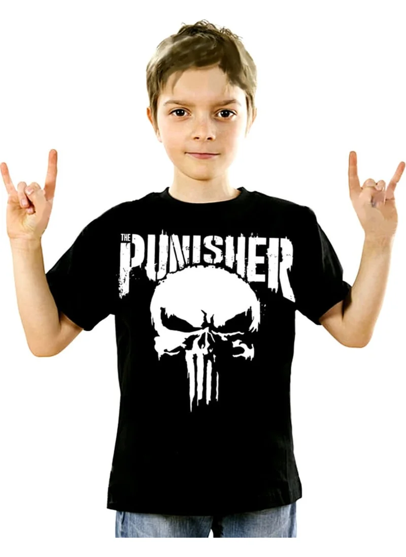 Rock&Roll Punisher Black Short Sleeve Unisex Kids T-Shirt